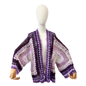 cardigan viola e lilla fronte